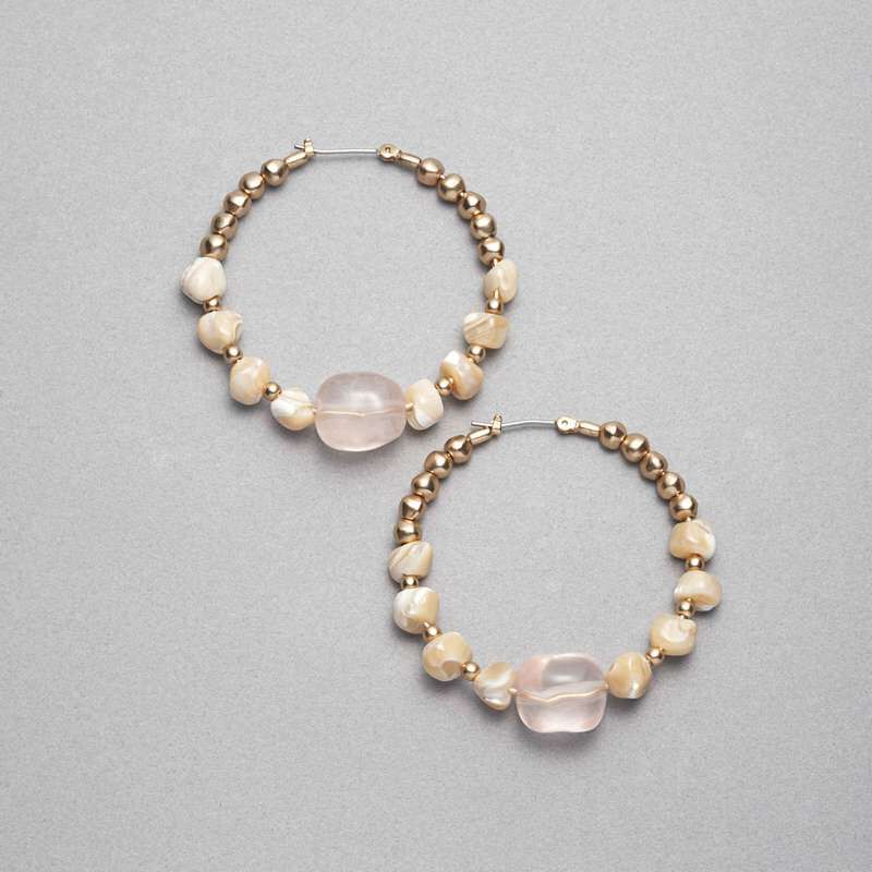Pink and Gold Hoop Earring, , large