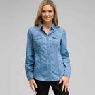 Long Sleeve Denim Button Down, , small