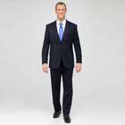 Navy Single Pleat Wool Suit, , small