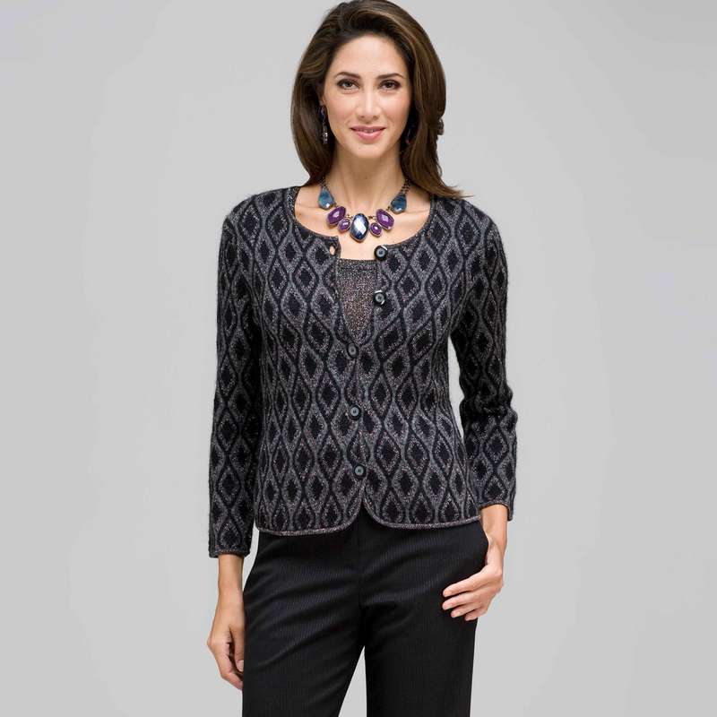 Lurex patterned Cardigan, Black Multi, large image number 0