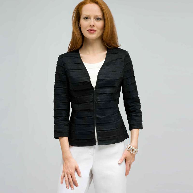 Pleated Jacket., Black, large image number 0